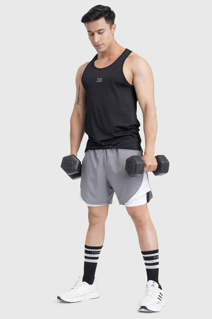 Fuaark Nz Sprint Black running tank top for men, lightweight and breathable athletic shirt for performance workouts.