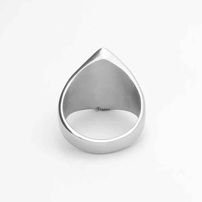 Stainless steel number 13 and skulls ring by Glitters featuring detailed skull engravings and a polished silver finish.
