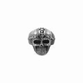 Stainless steel skull ring with Viking armor pattern from Glitters, featuring detailed Viking-inspired design on the ring surface.