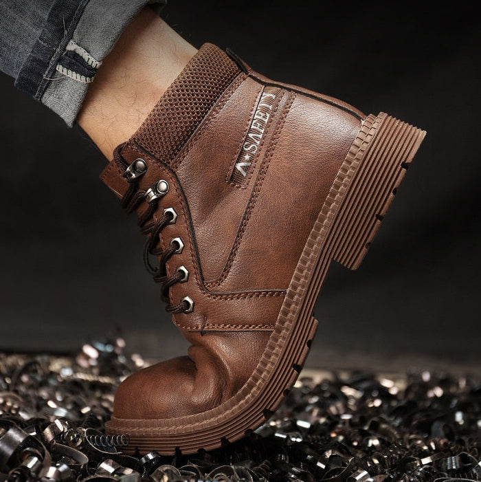 Steel toe cap work shoes by dealonline.co.nz, industrial safety footwear with puncture-proof construction for construction workers.