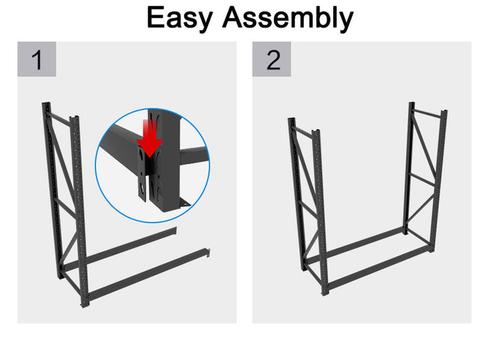 Black storage shelving unit by dealonline.co.nz, warehouse rack with 200x200cm or 150x50cm shelves for industrial storage.