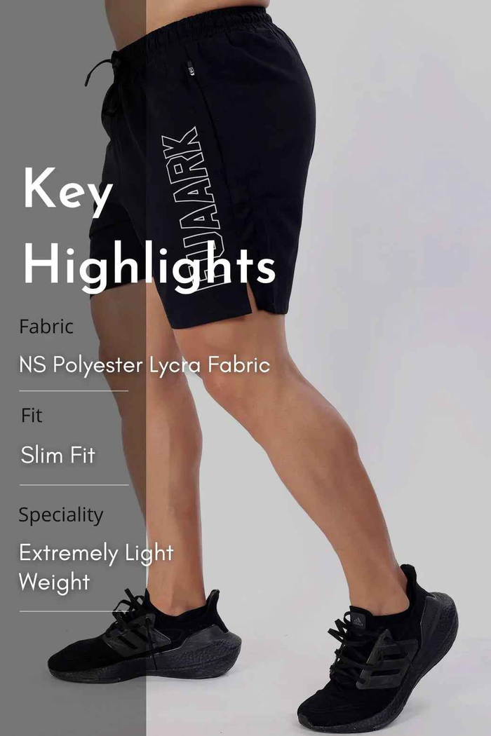 Black Studio Shorts by Fuaark Nz, showing a pair of stylish, fitted shorts with a comfortable waistband and sleek design.