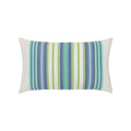 Green and blue striped pillow in lumbar size for timeless indoor and outdoor decor