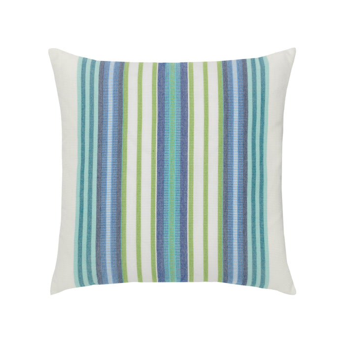 Pillow made from Vibrant summer-inspired striped outdoor safe woven fabric – Summer Stripe by Elaine Smith