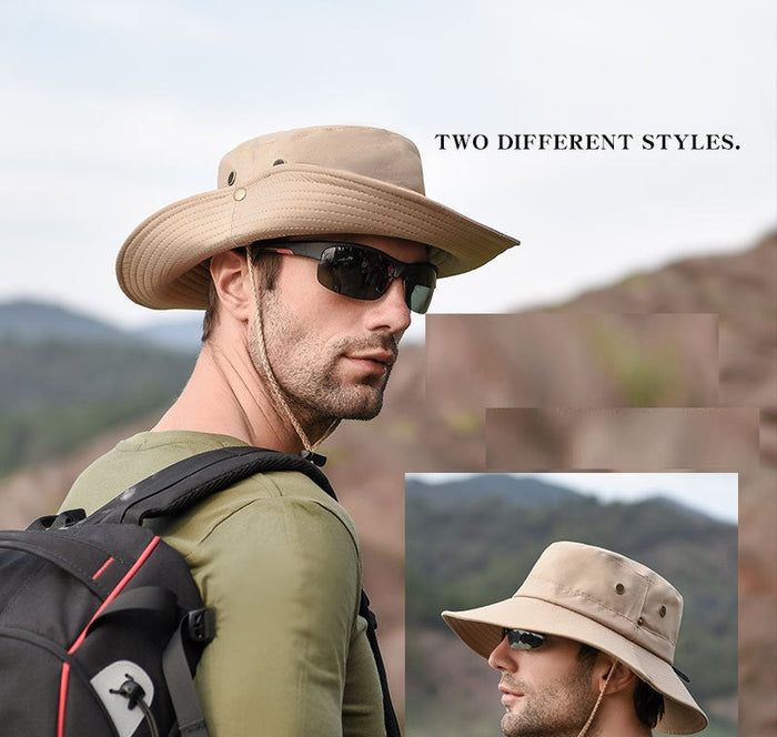 Dealonlinenz outdoor sun hat bucket with wide brim, UV protection, suitable for fishing and hiking activities.
