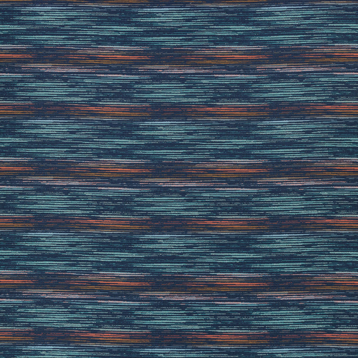 Contemporary indigo pattern outdoor safe woven fabric with vertical lines - Elaine Smith B2B-full fabric repeat image