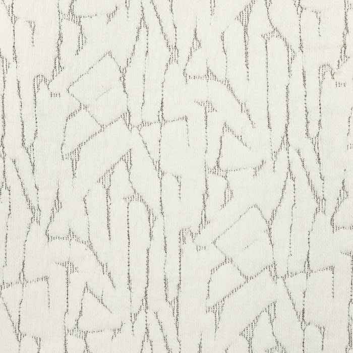 Detail image of Ivory chenille outdoor-safe woven fabric with delicate broken line design