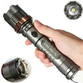 Mead's Supply & Equipment T6 LED Tactical Flashlight with adjustable focus, rechargeable design, and 5 lighting modes for outdoor use.
