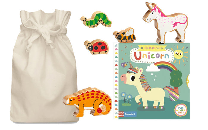 The Magical Unicorn Story Sack with Lanka Kade Wooden Animals - Little Whispers