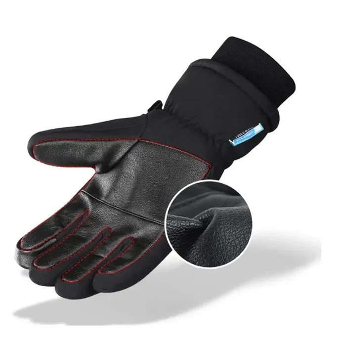 Black Mead's Supply & Equipment ski gloves for cold weather, featuring thick insulation and touch screen compatible design.