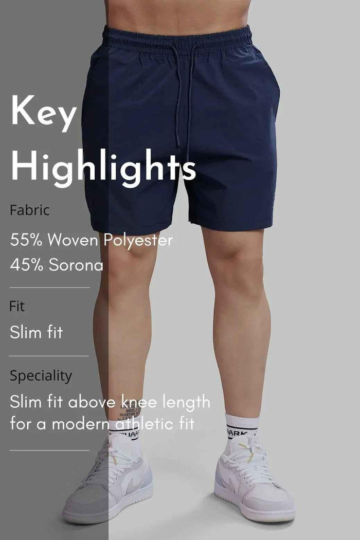 Navy Thread Shorts by Fuaark Nz featuring lightweight fabric and casual fit, perfect for summer wear.