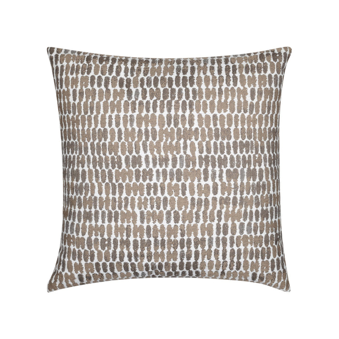 Pillow made from Thumbprint Latte – outdoor-safe woven fabric by Elaine Smith, ideal for high-end commercial and residential applications.