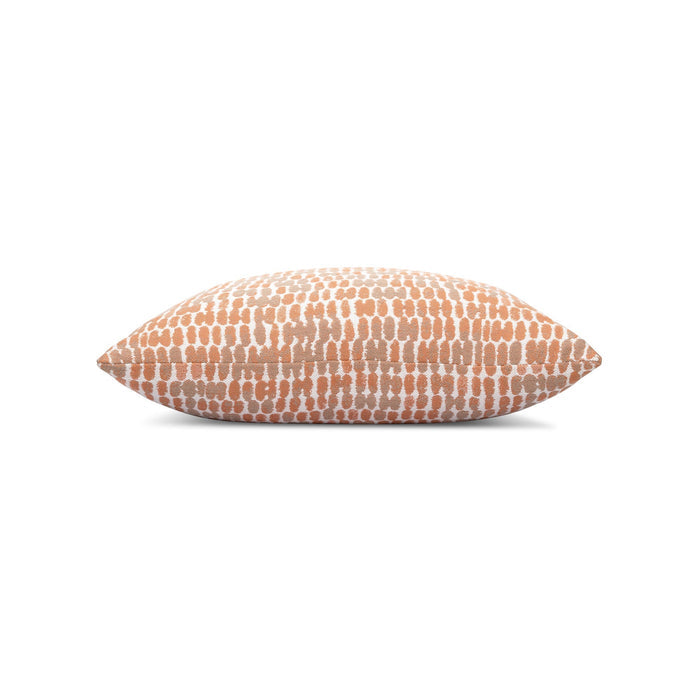 Side image of Orange striped pillow square size for stylish indoor and outdoor decor