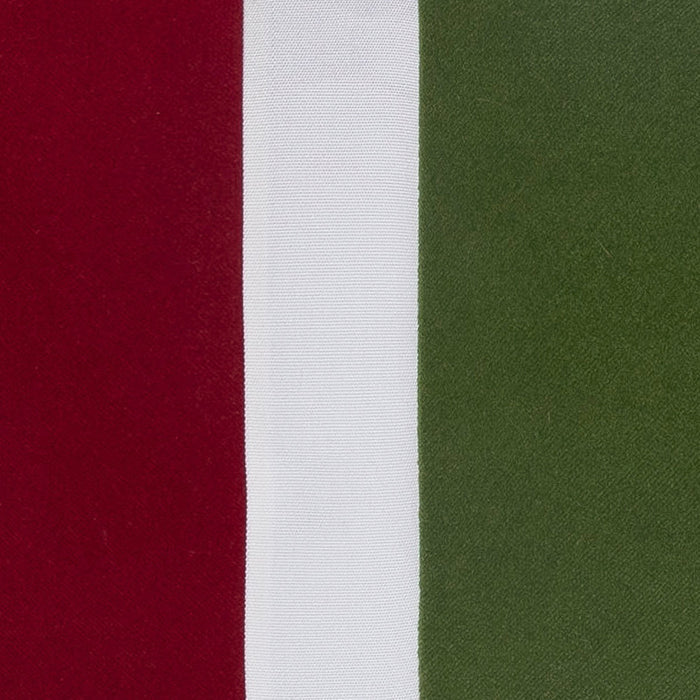 Detail image of Red and green striped pillow square size for bold indoor and outdoor decor