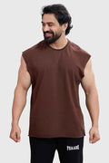 Brown capsleeve workout tank top by Fuaark NZ, designed for active wear and fitness training.