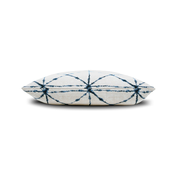 Side image of Ivory lattice pillow in square size for classic indoor and outdoor decor