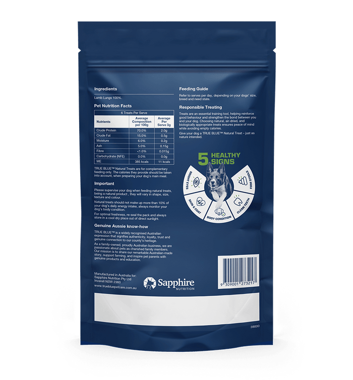 TRUE BLUE AUSSIE LAMB LUNGS 50G