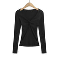 Black Twisted Allure French Crop Top by Stylish 3Sixty5, featuring a stylish twist design and fitted silhouette.