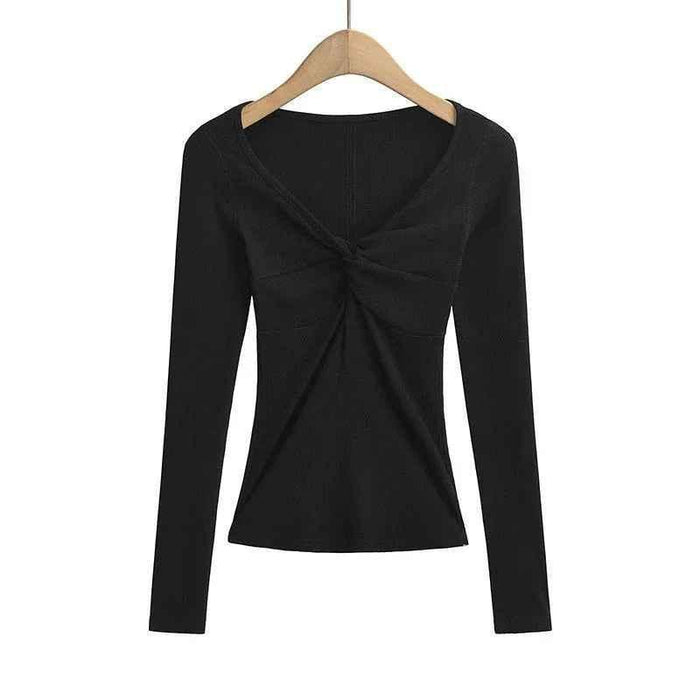 Black Twisted Allure French Crop Top by Stylish 3Sixty5, featuring a stylish twist design and fitted silhouette.