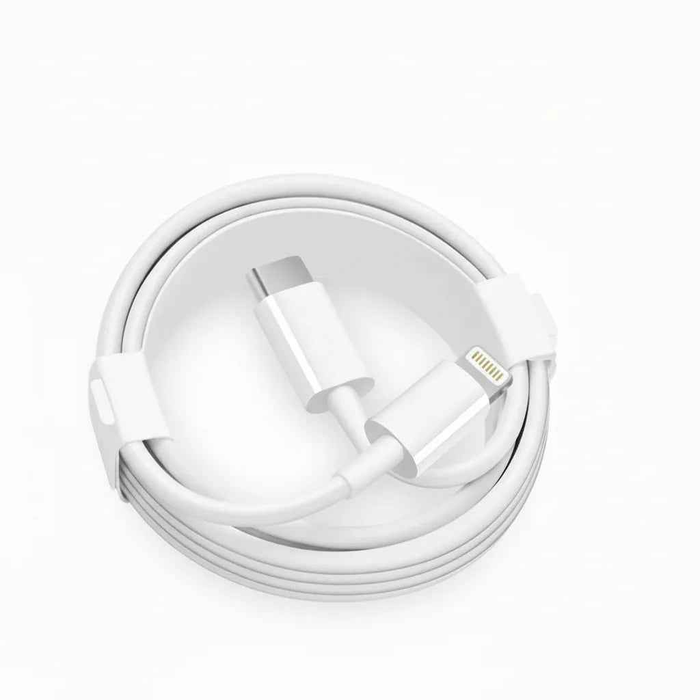 Techplus USB-C to Lightning Cable, 1 meter, fast charging for iPhone and iPad, durable black cable with USB-C and Lightning connectors.