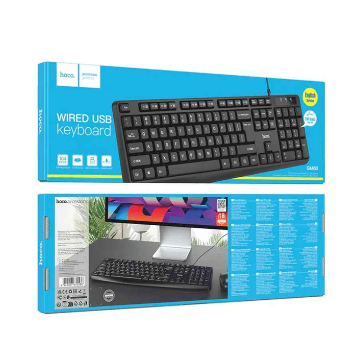 Techplus USB wired full-size keyboard with black keys and standard layout, featuring mechanical keycaps and a compact design.
