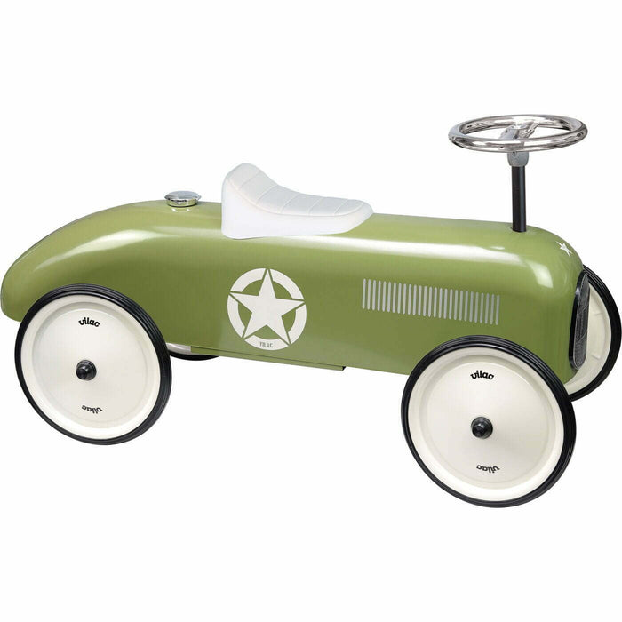 Vilac Classic Metal Racing Car Ride On, Khaki (Direct Shipping UK)