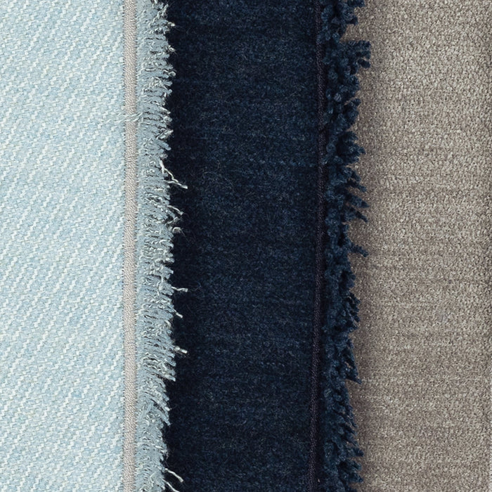 Detail image of Blue and gray striped pillow lumbar size for coastal indoor and outdoor decor