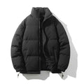 Black Stylish 3Sixty5 unisex warm couples' down coat jacket, insulated and cozy for cold weather.