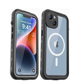 Clear waterproof and shockproof iPhone 15 case by techplus, protective mobile phone cover with durable transparent design.