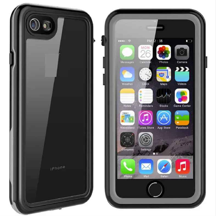Techplus waterproof and shockproof iPhone SE case protecting the device with durable, clear material for all-around safety.