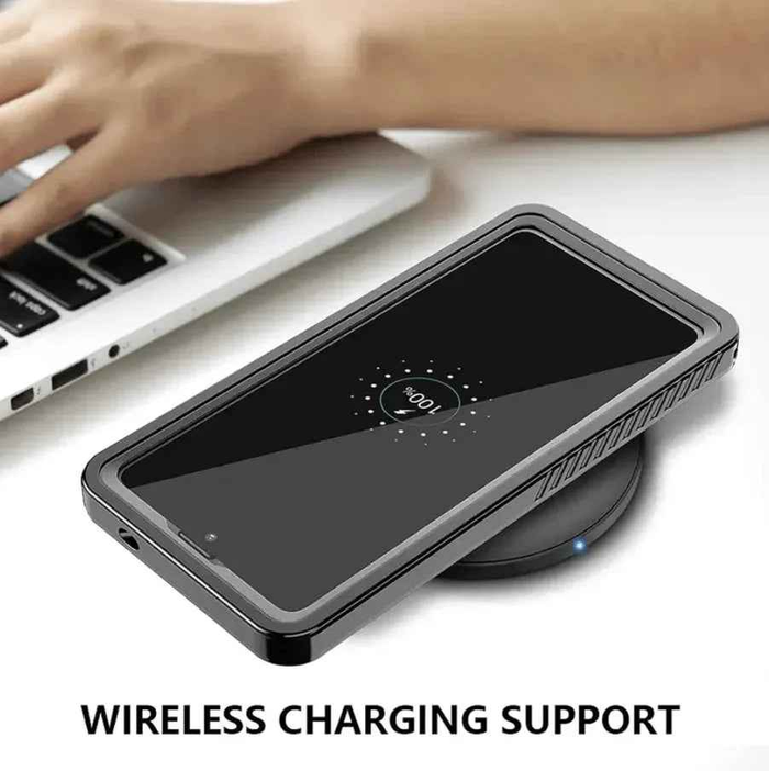 Techplus waterproof and shockproof phone case for Samsung Galaxy S20, with clear protective design and durable material.