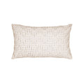 A rectangular woven throw pillow in a light cream or off-white color, featuring a textured basketweave pattern, shown against a plain white background.