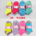 Colorful kids ankle socks in various candy colors, set of 36 pairs, from dealonline.co.nz, suitable for ages 4 to 6.