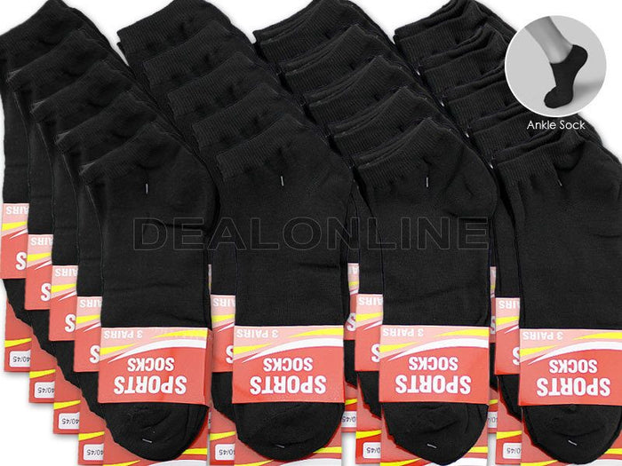 Set of 60 black thin ankle socks from dealonlinenz, showing multiple pairs with a close-up of fabric and ankle length design.