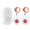 Wireless caregiver pager set by Eldertech with two rechargeable call button pendants for easy alert communication.