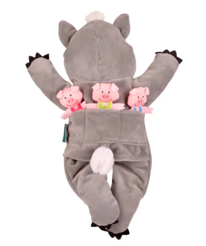 Wolf and Three Pigs Hand Puppet and Finger Puppets