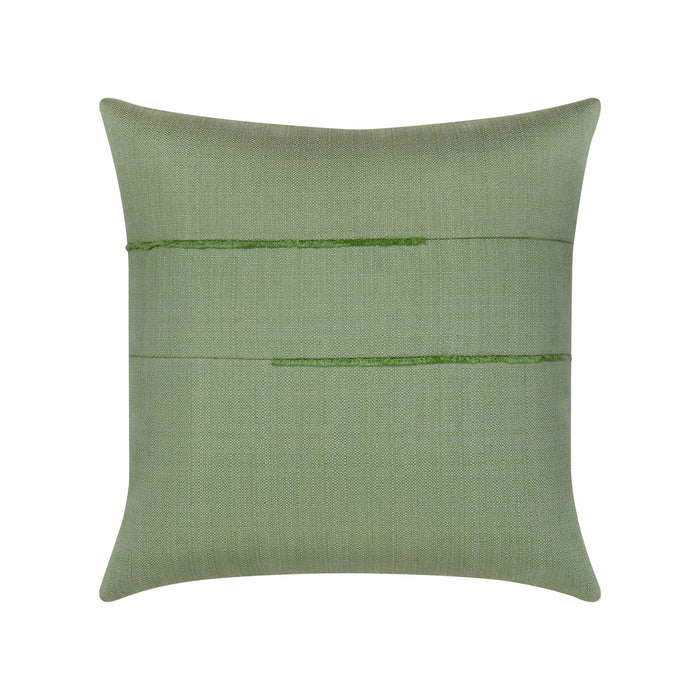Pillow made from Earthy green woven outdoor safe performance fabric - Woven Meadow by Elaine Smith