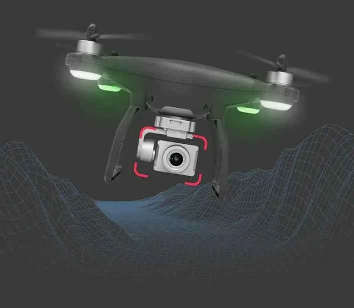 Mead's Supply X35 4K drone with gimbal showing camera, propellers, and sleek design for professional aerial photography.