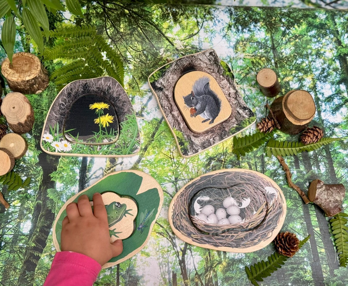 Yellow Door Who’s Hiding? Woodland Animals showing other side of pieces